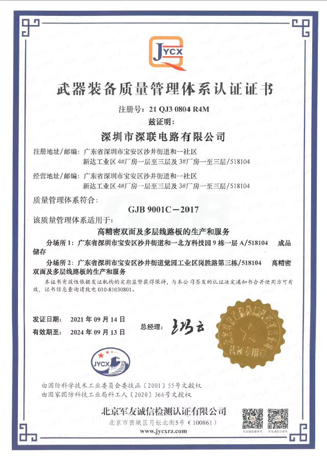 GJB體系證書(shū)